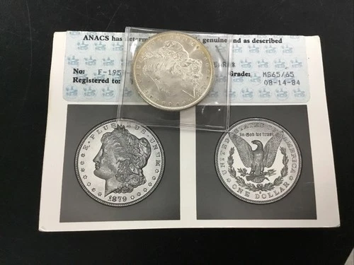 1879-S Morgan Silver Dollar - ANACS MS-65/65 PHOTOGRADE 1981 with OG PHOTOGRADE