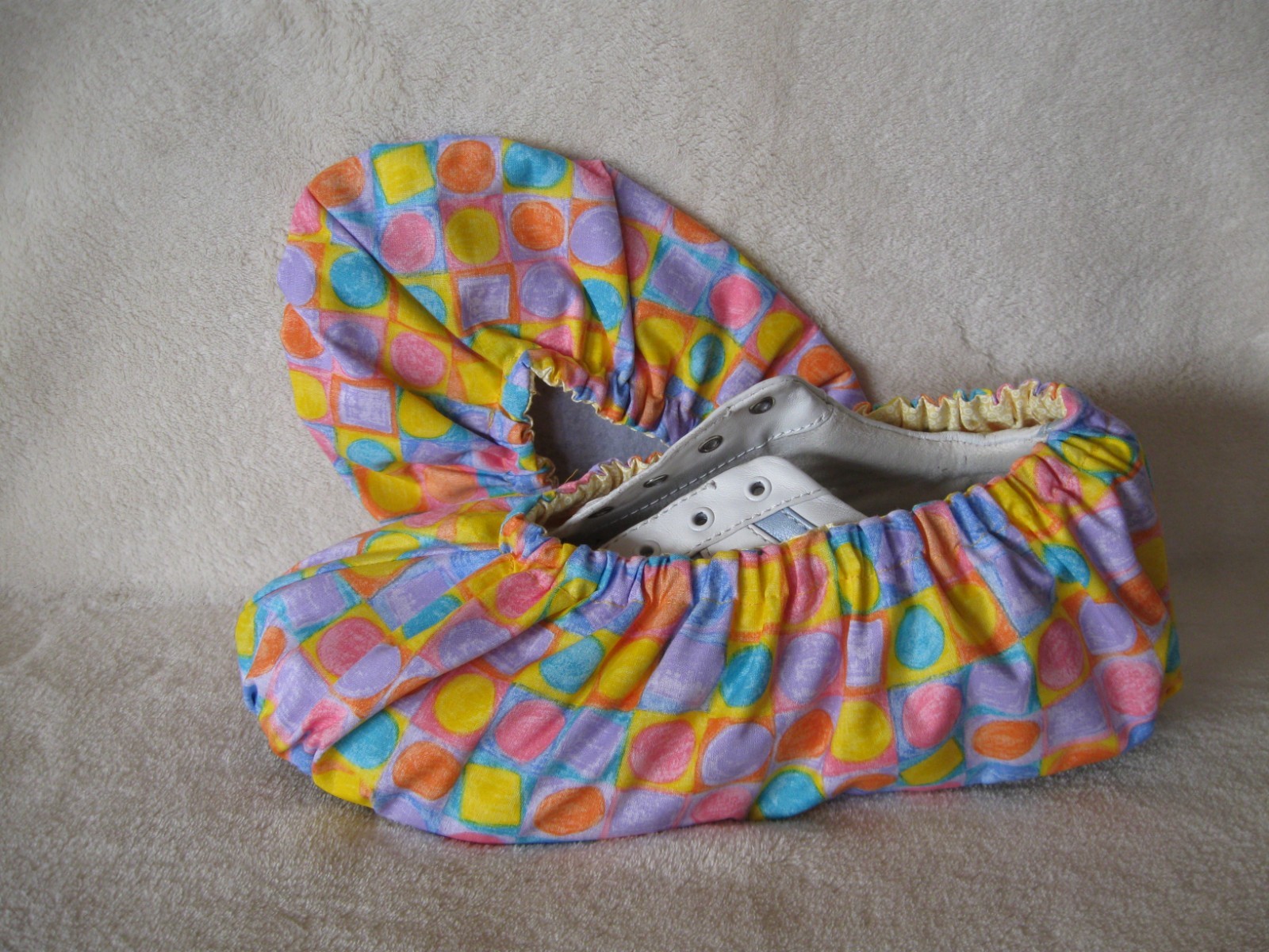 Colorful ladies bowling shoe covers.  Handmade,  Cotton , li