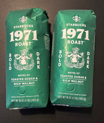 2 Bags 2026 Starbucks 1971 Anniversary Dark Roast Whole Bean