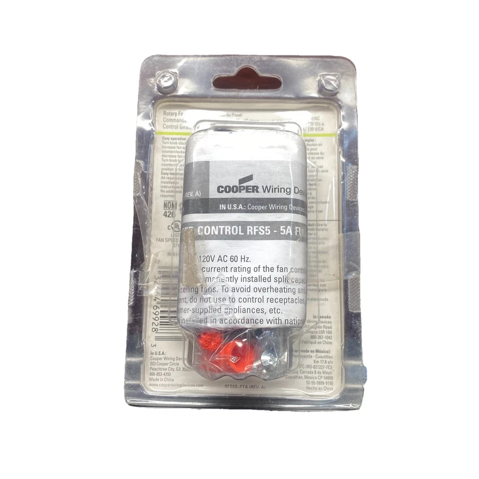 Cooper Wiring Devices RFS5 Rotary Fan Speed Controller 5A 120V Wall Switch - Image 2 of 4