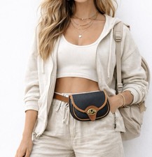 Vintage Dooney  Bourke Cavalry Mini Crossbody Belt Bag Black AWL USA Duck Rare