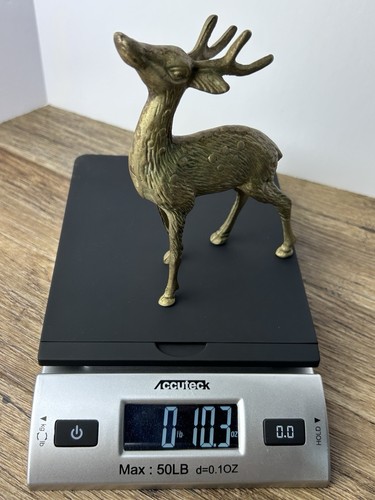 Figura de colección de latón ciervo ciervo reno 6" de alto estatuilla decoración - Imagen 7 de 7
