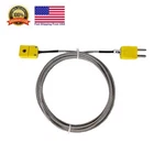 Thermocouple K Type Sensors Extension Cable 10 ft with Male & Female Connector