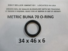 34mm ID x 46mm OD x 6mm thick O-ring. Buna-70. Quan 1.