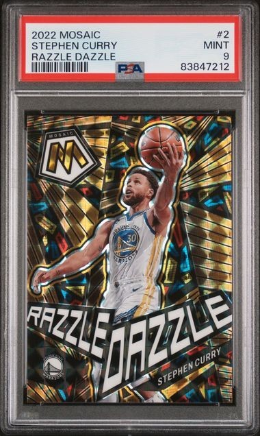 2022 PANINI MOSAIC #2 STEPHEN CURRY RAZZLE DAZZLE PSA MINT 9