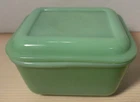 Vintage Jadeite Fire King Philbe Lid Refrigerator Dish 4x5" 1940's