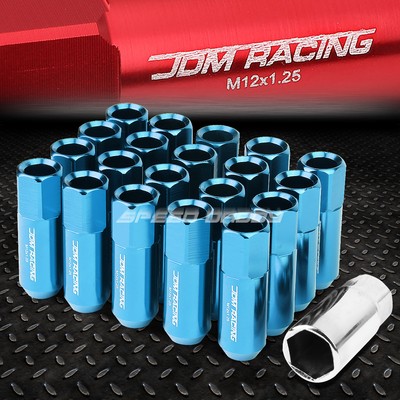 ☆m☆ JDM OPEN-END HEXAGON SKY BLUE 20 LUG NUTS SET+KEY M12X1.25