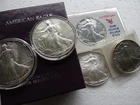 LOT OF SIX US Mint American Silver Eagles, some better dates.