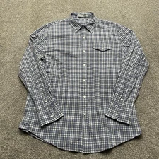 Criquet Shirt Mens Extra Large Blue Plaid Long Sleeve Western Pearl Snap Pocket