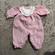 Vintage Pink Floral Romper 6-9 Months Cotton Blend Long Sleeve Embroidered