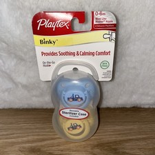 Playtex Binky Silicone Pacifiers 0-6m Most Like Mother Nipple Blue Yellow NEW