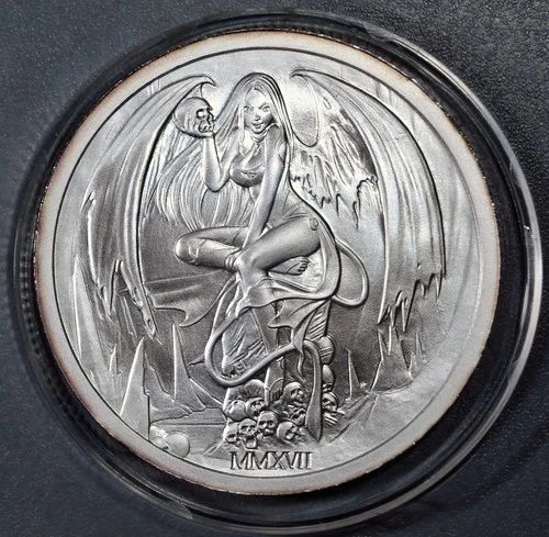 2017  PHELI MINT The Temptation of the Succubus 2 oz 999 SILVER ROUND A65800