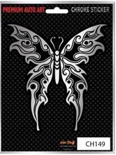 Tribal Butterfly Car Sticker - Chrome Tattoo style - Auto Decal