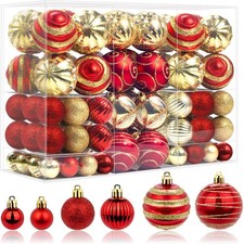 100 Pcs Christmas Ball Ornaments Set, Red and Gold Xmas Tree 