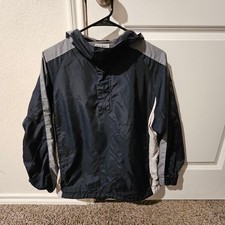 Old Navy Kids Hooded Anorak Windbreaker Jacket Navy Grey Size 12