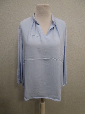 More&More Bluse Blau Langarm V-Ausschnitt Gr.44 (G157-12)
