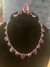 Vintage Taxco Sugilite Sterling Silver Set-Necklace, Bracelet, Earrings, Ring