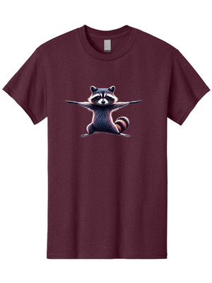 Raccoon-Doing-Yoga Mens Graphic Tee, 100% Cotton, Casual Summer Wear