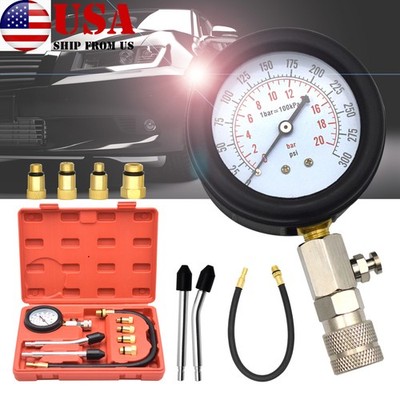 Motorcycle Petrol Engine Car Cylinder Compression Tester Tool Testing Kit Auto