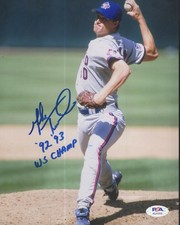 MIKE TIMLIN BLUE JAYS 92 93 WS CHAMPS SIGNED 8X10 PHOTO PSA STICKER AL21316