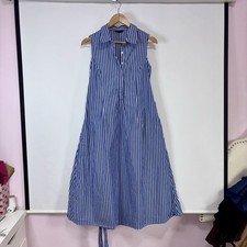 Banana Republic Blue White Striped Sleeveless Shirt Dress Cotton Women S