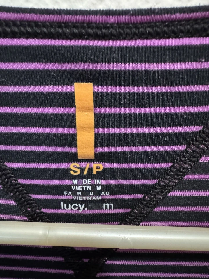 Lucy 女式紫色条纹圆领长袖轻便上衣,尺寸 S/P — 第 3/4 张图片
