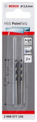 Bosch Metallspiralbohrer HSS PointTeQ, DIN 338, 2,5 mm, 2er-Pack