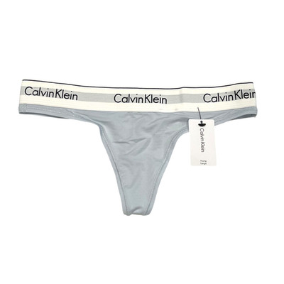 NWT CALVIN KLEIN Thong Sz XS-S-M-L-XL Light Blue Jersey White Waistband Logo #1