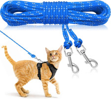 Reflective Cat Long Leash 15 FT Escape Proof Walking Leads Yard Long Leashes Dur