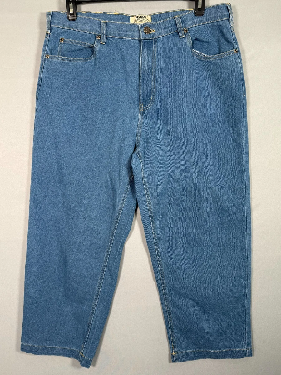 Duke London D555 Men's Big & Tall Tapered Fit Stretch Jeans - Dark Blue Stonewash (Ambrose)