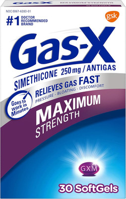 Maximum Strength Gas Relief Softgels with Simethicone 250 Mg - 30 Count