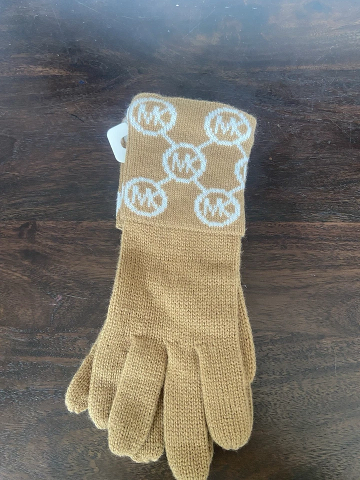Mitones para mujer Michael Kors color camel oscuro crema marrón claro talla única nuevos con etiquetas Foto 3 de 4
