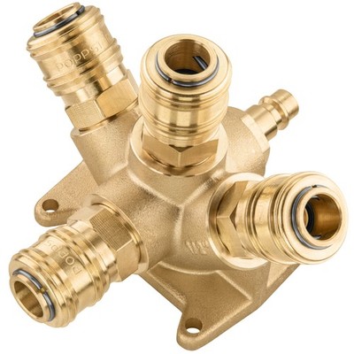 Wanddose Druckluftverteiler für Wandmontage (4x Kupplung,1x Stecker NW 7.2 1/2'')