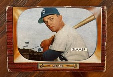 DON ZIMMER Vintage 1955 Bowman Rookie Card #65 VERY POOR RC. rookie card picture
