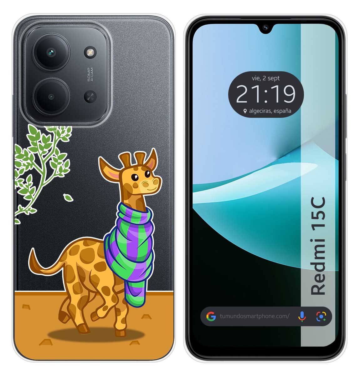 Cover Silicone Trasparente per Xiaomi Redmi 15C 4G/5G Disegno Giraffa Disegni