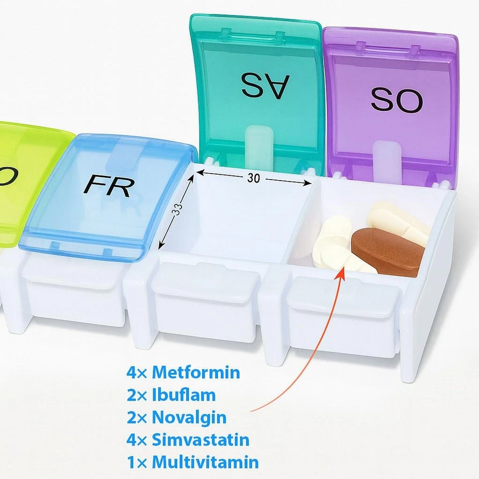 ® Pillendose Pillenbox Tablettenbox Medikamentenbox DESIGN Tablettendose Woch... - Bild 3 von 4