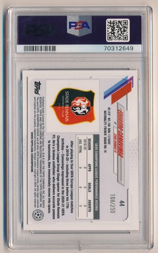 2020 Topps Chrome Purple Mini Diamond Refractor Eduardo Camavinga RC /250 PSA 9 - Picture 2 of 2