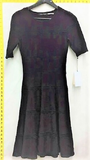Ivanka Trump Fit & Flare Fitted Knit Dress Black & Purple, Size X-Small NWT