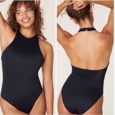 Andie Swim Black High Neck Halter Luzon One P...