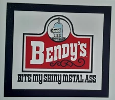 Futurama Cartoon Magnet 4" X 3.5" inches WENDY'S.. Bite My Shiny Metal Ass