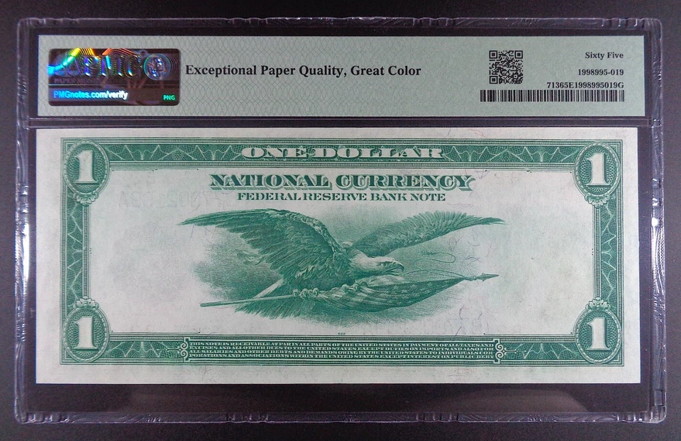 1918 Federal Reserve Bank of New York $1 Note, Fr. 713, PMG GemUnc 65 EPQ. - Image 2 of 2