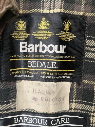 Giacca cerata Barbour Bedale vintage uomo invecchiata C38 A100 full zip indossata anni 90 - Foto 2 di 6