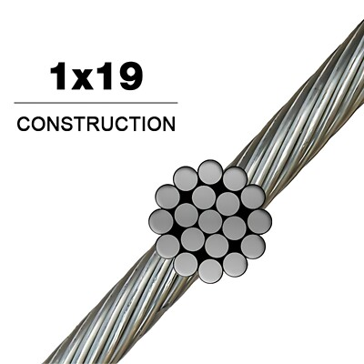 #ad 316 Stainless Steel Cable Wire Rope 3 16quot; 1x19 for DIY Decking Railing System $46.62