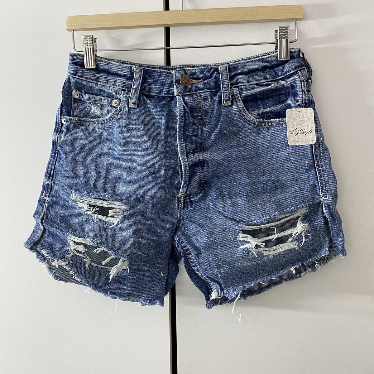 Free People Denim Shorts Baggy Tomboy Size 24 UK UK