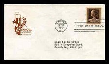 1940 FAMOUS SCIENTISTS JANE ADDAMS   FARNAM CACHET FDC SMALL CANCEL VARIETY