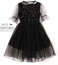 GIRLS black tulle sequin party cosplay special occasion dress See descriprion 
