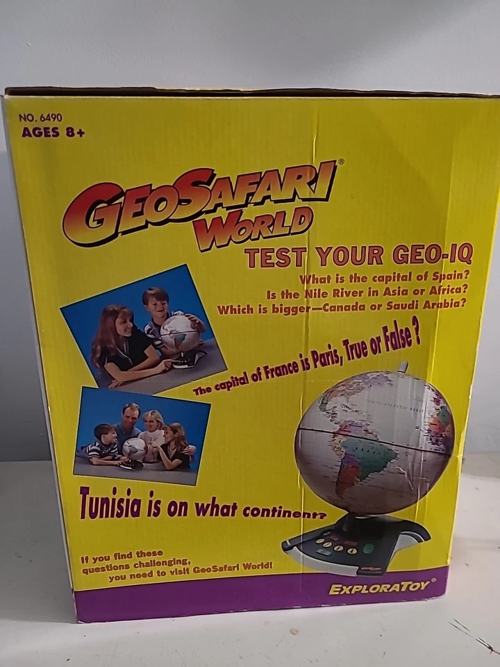 Vintage 1997 GeoSafari World ExploraToy Trivia Electronic Learning Globe # 6490 - Image 2 of 4