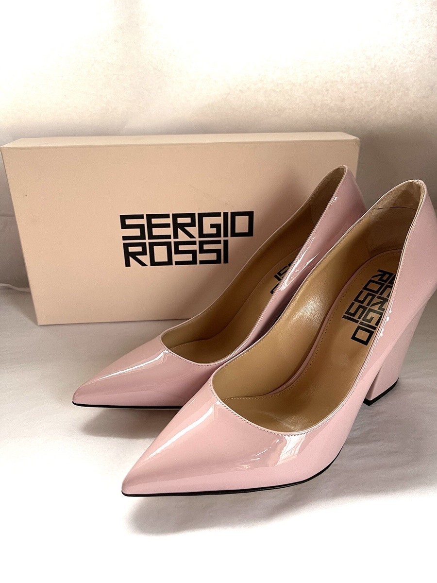 Sergio Rossi Vernice 090Soft Blush/Pink Patent Leather Point-Toe