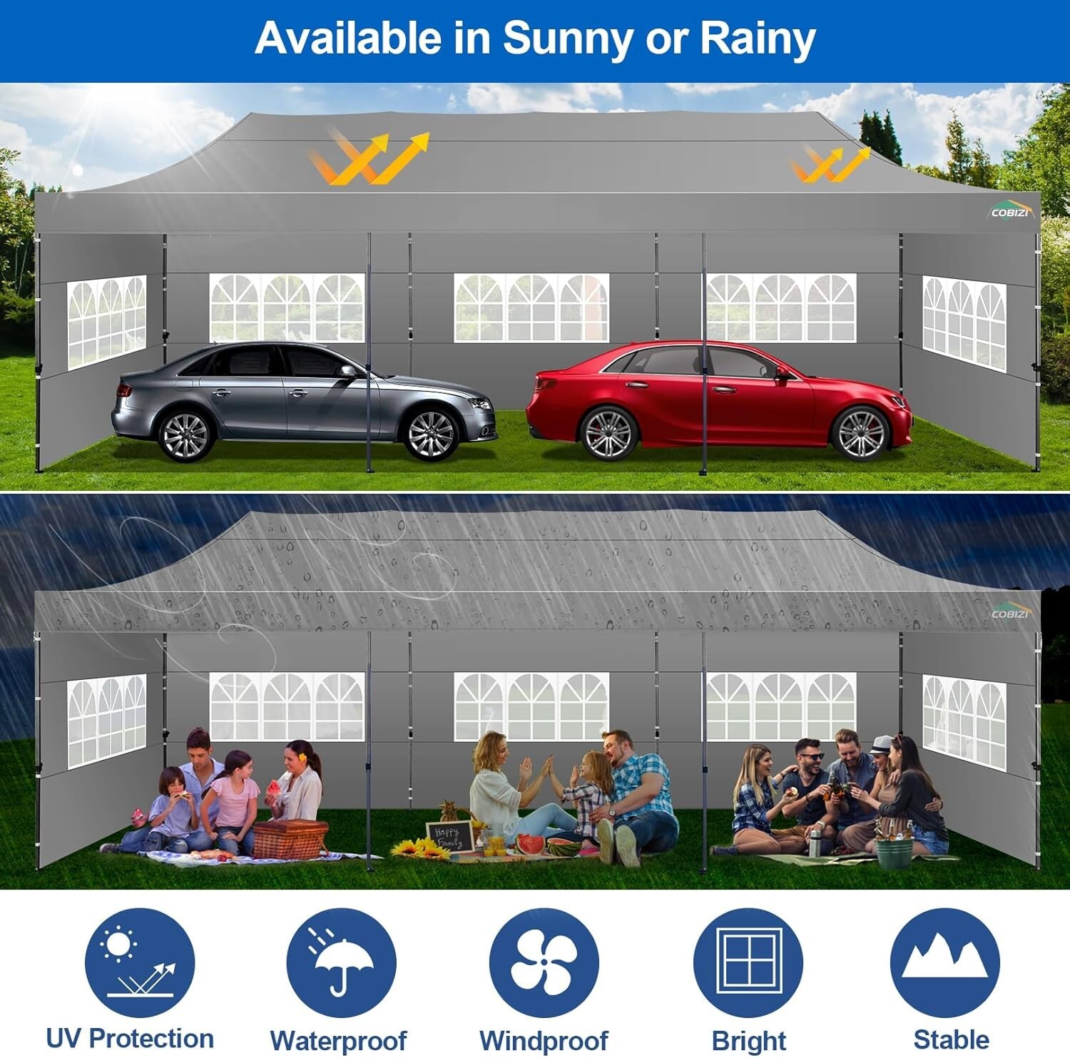COBIZI 10x30 Pop up Heavy Duty Commercial Canopy Tent for Parties Outdoor Tent