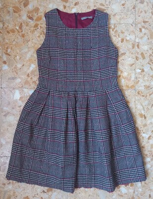 ERMANNO SCERVINO Dress Girls 12 Yrs Multicolor Plaid Flared Wool Lining